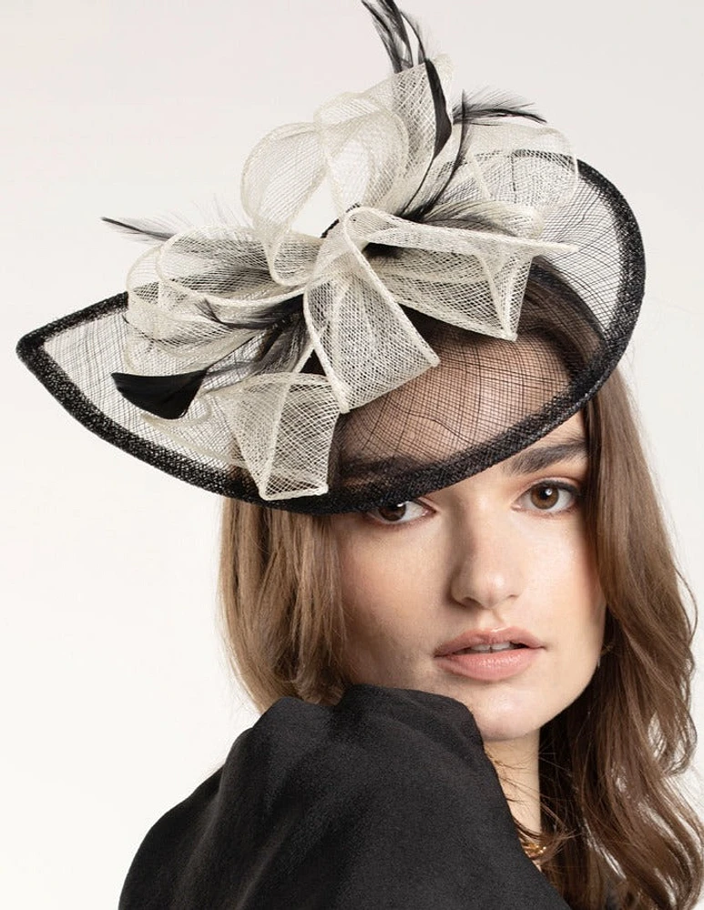 Black & White Sinamay Feathered Fascinator