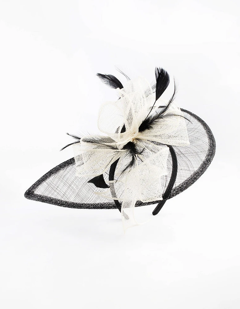 Black & White Sinamay Feathered Fascinator