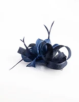 Navy Sinamay Ribbon Box Clip