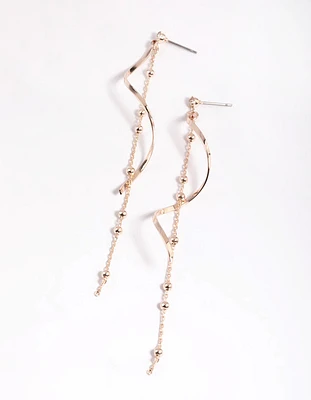 Rose Gold Twist Ball Chain Drop Earrings