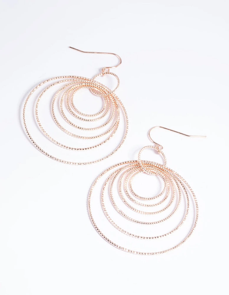 Rose Gold Multi Textured Hoop Earrings