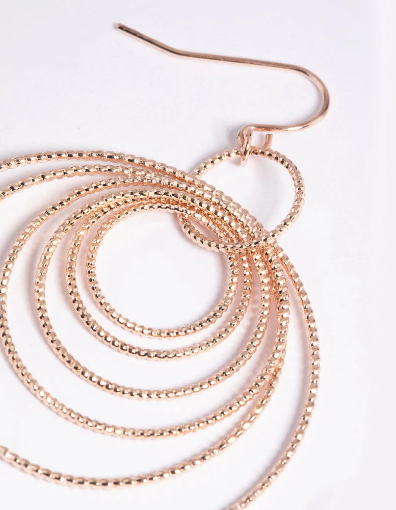 Rose Gold Multi Textured Hoop Earrings