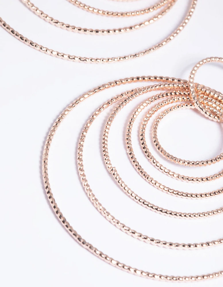 Rose Gold Multi Textured Hoop Earrings