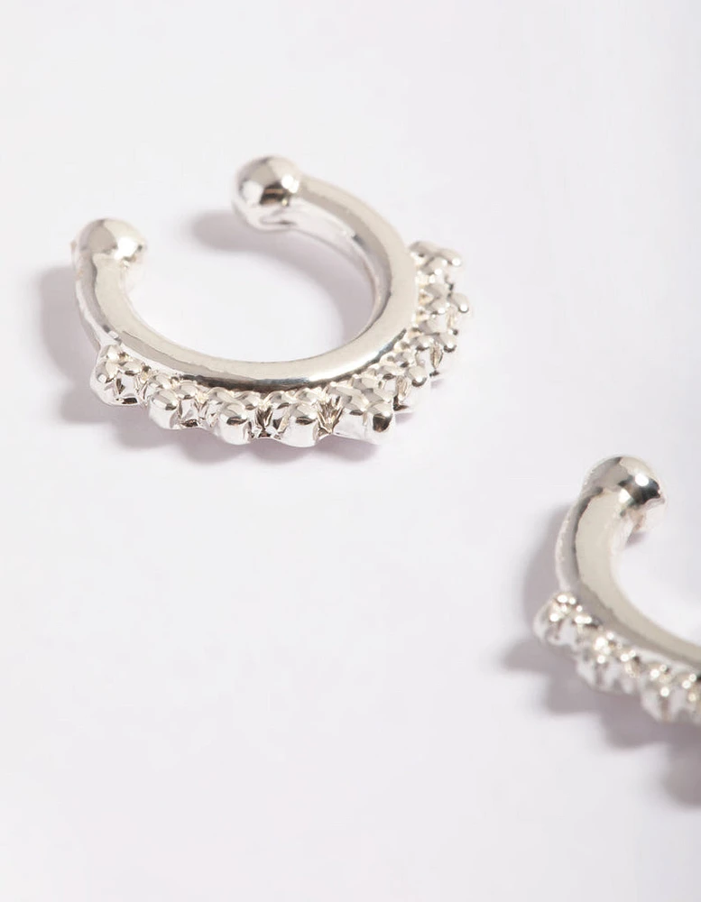 Silver Diamante Ball Septum Pack