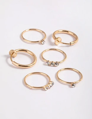 Gold Diamante Row Ring Pack