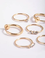 Gold Diamante Row Ring Pack