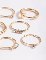 Gold Diamante Row Ring Pack