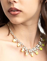 Gold Diamante Neon Statement Necklace