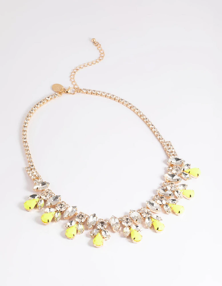 Gold Diamante Neon Statement Necklace