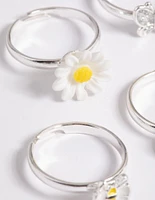 Kids Silver Daisy Ring 6-Pack