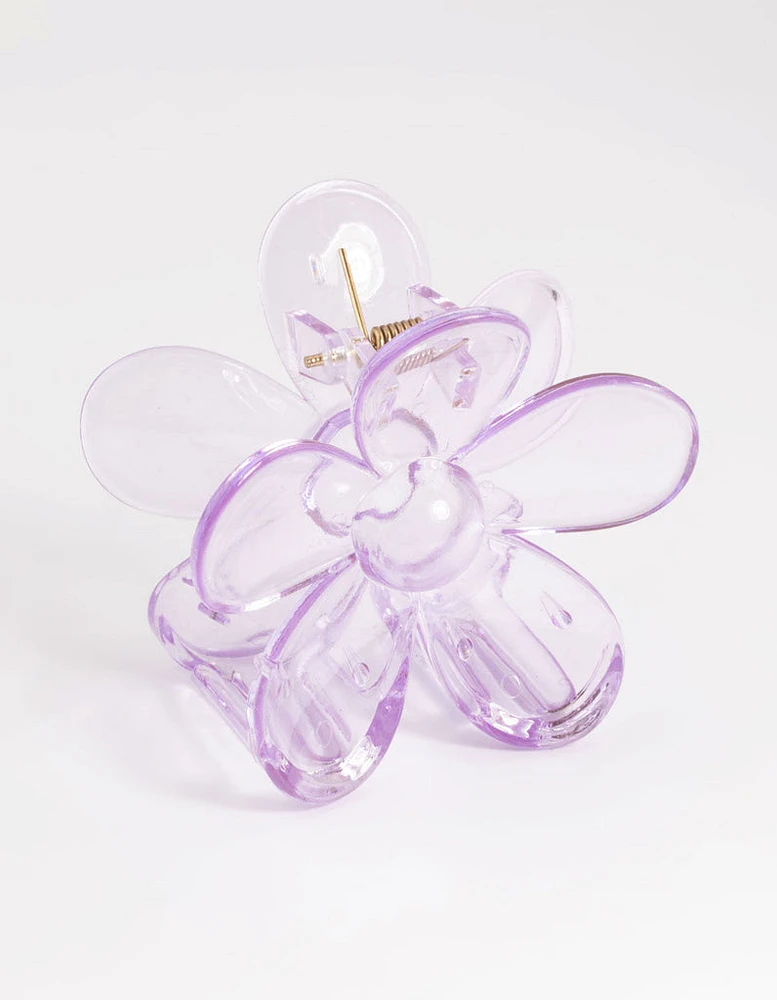 Kids Transparent Purple Daisy Flower Claw Clip