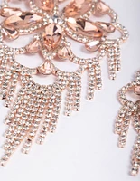 Rose Gold Statement Glam Drop Earrings