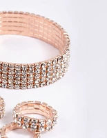 Rose Gold Diamante Cupchain Bracelet & Ring