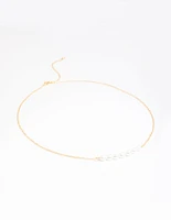 Gold Plated Sterling Silver Freshwater Pearl Row Choker