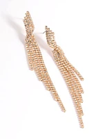 Gold Five Strand Twist Drop Earrings