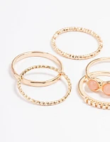 Gold Mix Stone Ring 6-Pack