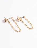 Gold Chain Front & Back Stud Earrings