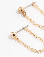 Gold Ball Chain Front & Back Earrings