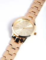 Gold Large Roman Link Watch