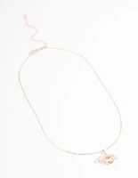 Rose Gold Diamante Bee Necklace