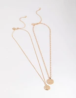 Gold Celestial Disc Necklace Pack