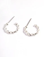 Silver Rope Twist Huggie Earrings