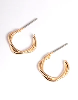 Gold Soft Twist Huggie Earrings