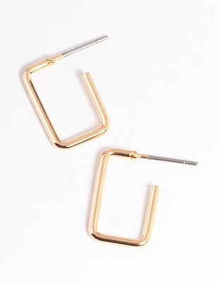 Gold Rectangle Huggie Earrings