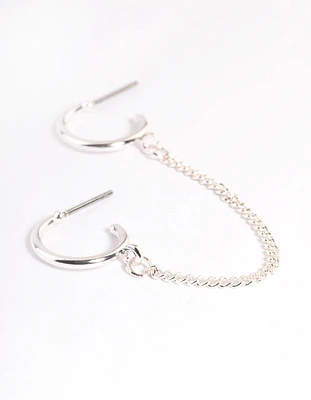 Silver Double Hoop Chain Earrings
