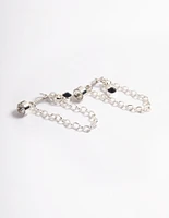 Silver Diamante Chain Front & Back Earrings