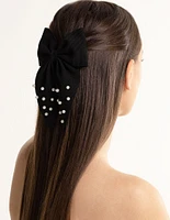 Black Pearl Bow Clip