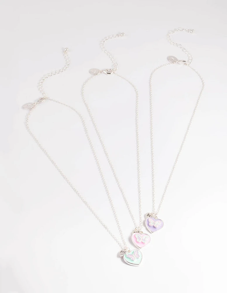 Kids Pastel Butterfly Heart BFF Necklace Pack