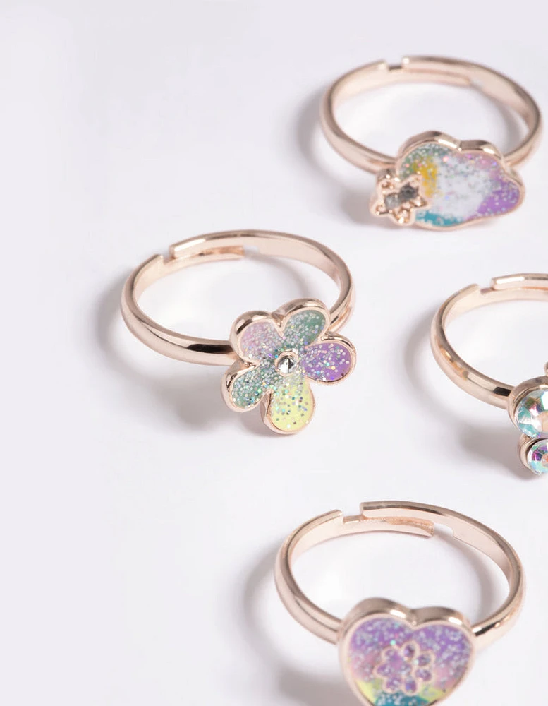 Kids Pastel Glitter Ring 6-Pack