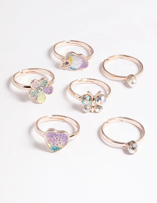 Kids Pastel Glitter Ring 6-Pack