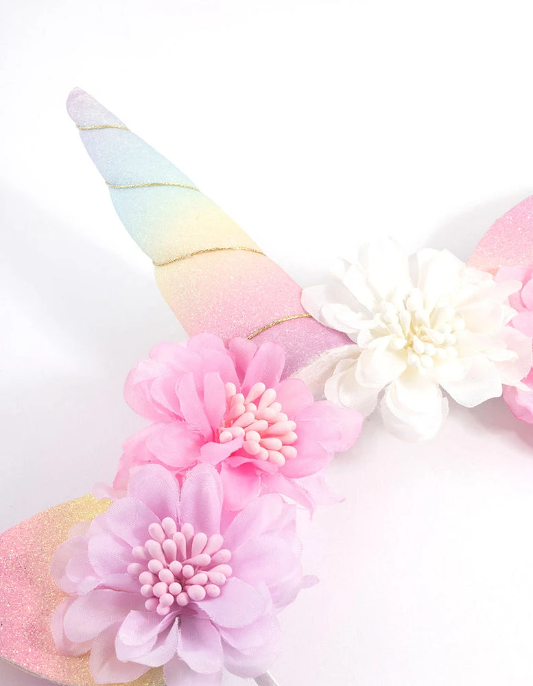 Kids Rainbow Unicorn & Flower Headband