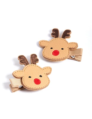 Kids Faux Leather Reindeer Clips Pack