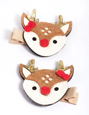 Kids Fabric Reindeer Clips Pack