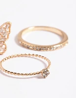 Gold Butterfly Ring Pack