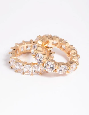 Gold Cubic Zirconia Statement Double Stack Ring