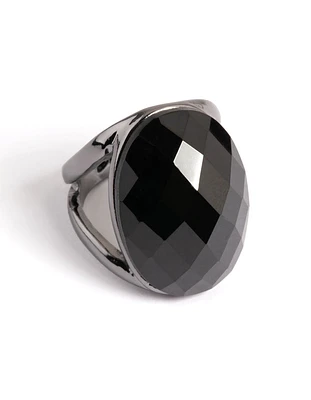 Gun Metal Facet Statement Oval Ring