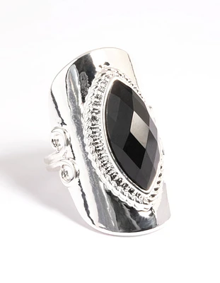 Silver Boho Stone Set Ring