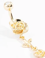 Gold PlatedTitanium Rose Drop Belly Ring