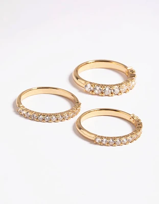 Gold Plated Cubic Zirconia Baguette Pack Ring