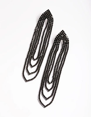 Silver Oval Cupchain Drop Earrings