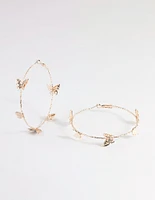 Rose Gold 70cm Butterfly Hoop Earrings