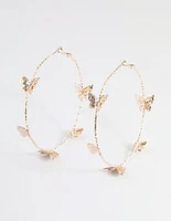 Rose Gold 70cm Butterfly Hoop Earrings