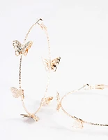 Rose Gold 70cm Butterfly Hoop Earrings