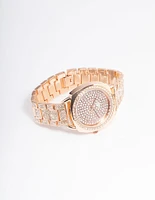 Rose Gold Square Face Bling Watch