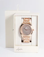 Rose Gold Square Face Bling Watch