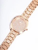 Rose Gold Square Face Bling Watch